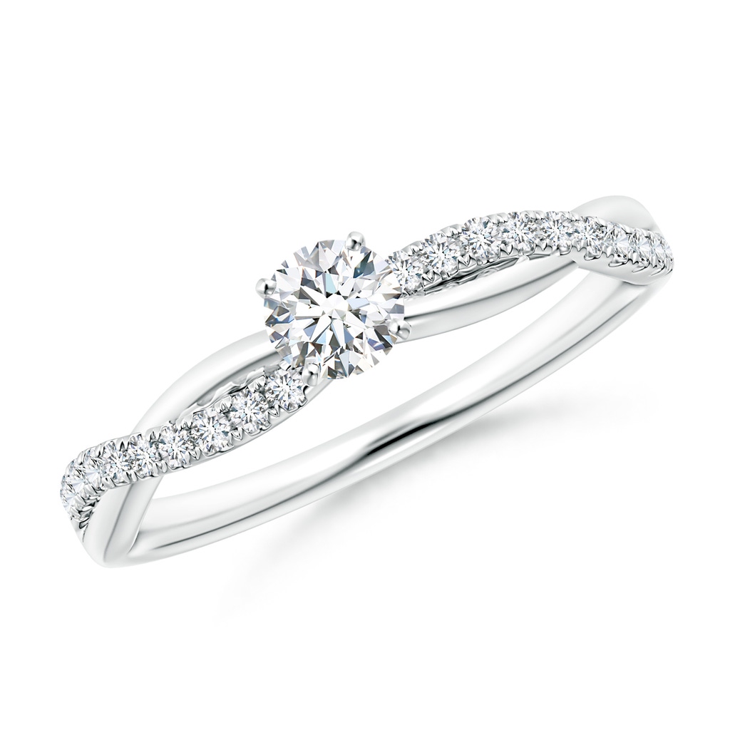 3.8mm GVS2 Solitaire Diamond Twist Shank Engagement Ring with Accents in White Gold