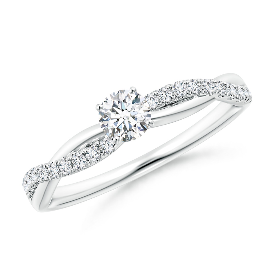 Solitaire Diamond Twist Shank Engagement Ring with Accents | Angara