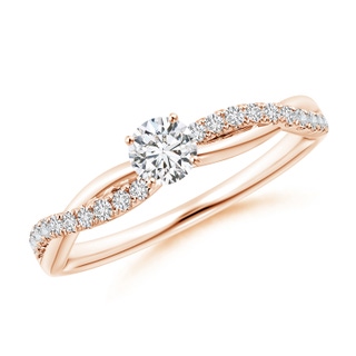 3.8mm HSI2 Solitaire Diamond Twist Shank Engagement Ring with Accents in 10K Rose Gold