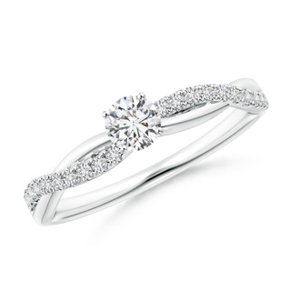 3.8mm HSI2 Solitaire Diamond Twist Shank Engagement Ring with Accents in P950 Platinum