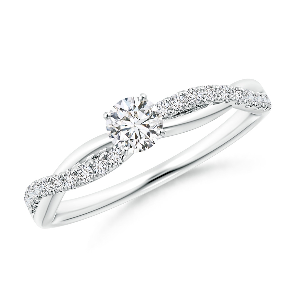 3.8mm HSI2 Solitaire Diamond Twist Shank Engagement Ring with Accents in White Gold 