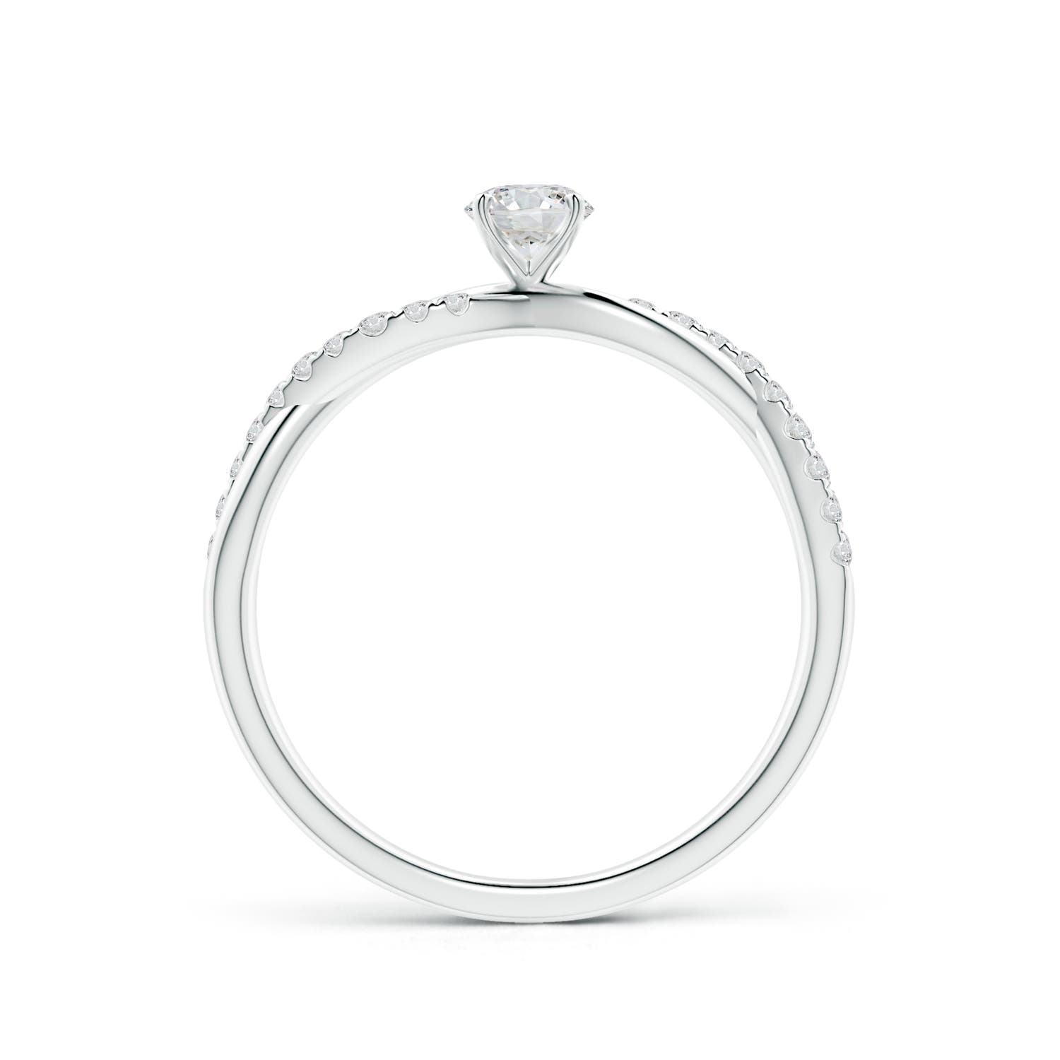 3.8mm HSI2 Solitaire Diamond Twist Shank Engagement Ring with Accents in White Gold - side 1