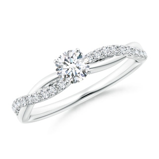 4.5mm GVS2 Solitaire Diamond Twist Shank Engagement Ring with Accents in P950 Platinum