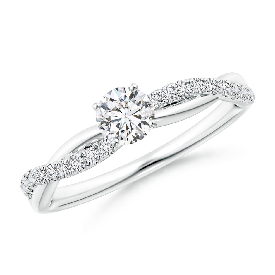 4.5mm HSI2 Solitaire Diamond Twist Shank Engagement Ring with Accents in White Gold 