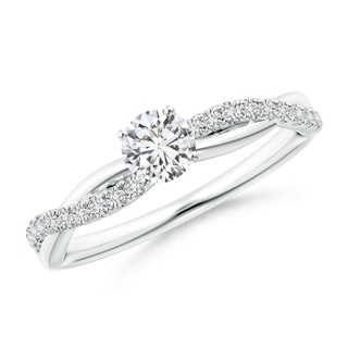 4.5mm HSI2 Solitaire Diamond Twist Shank Engagement Ring with Accents in White Gold