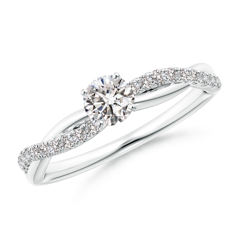 4.5mm IJI1I2 Solitaire Diamond Twist Shank Engagement Ring with Accents in White Gold 