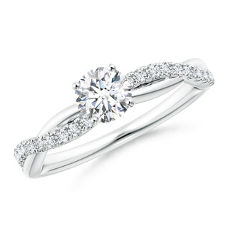 5.2mm GVS2 Solitaire Diamond Twist Shank Engagement Ring with Accents in P950 Platinum