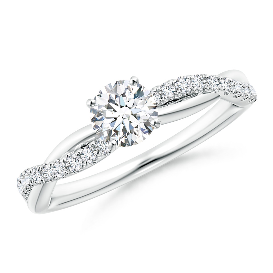 5.2mm GVS2 Solitaire Diamond Twist Shank Engagement Ring with Accents in P950 Platinum 