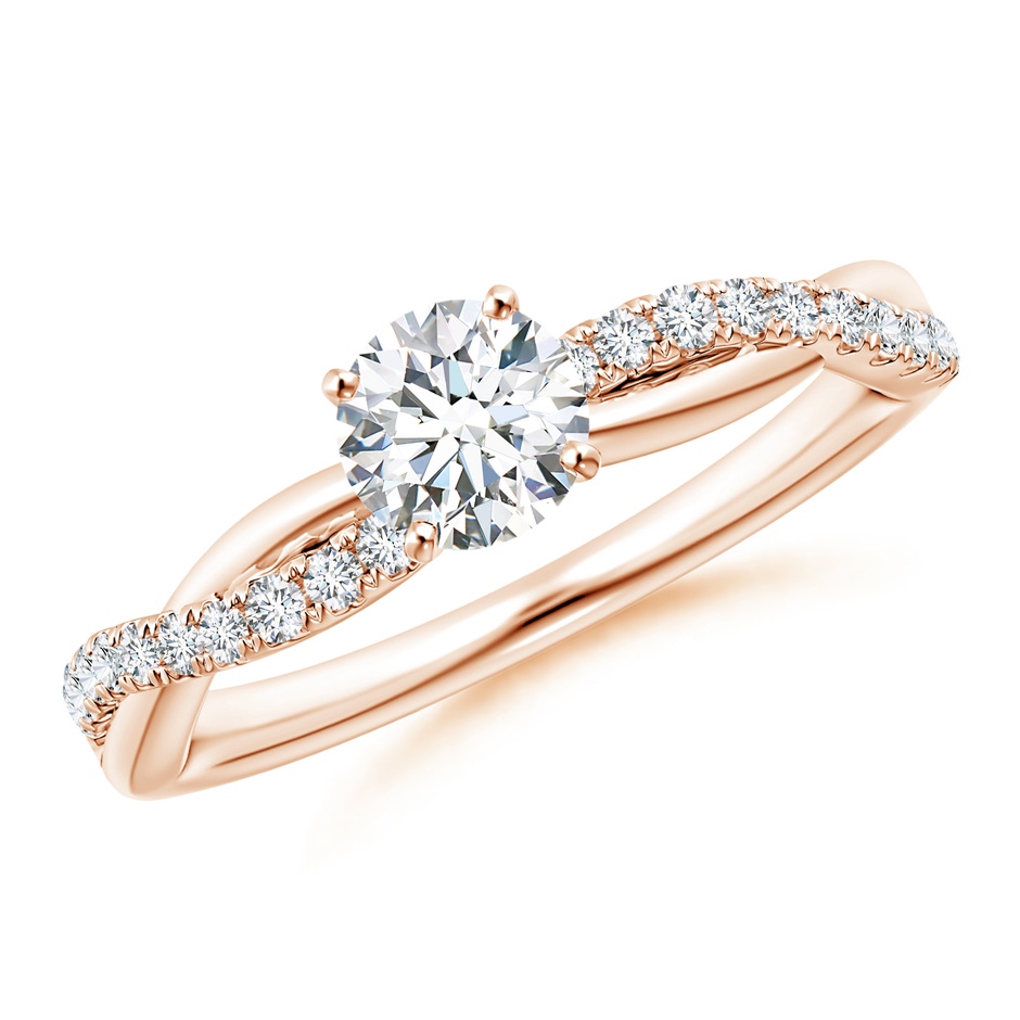 5.2mm GVS2 Solitaire Diamond Twist Shank Engagement Ring with Accents in Rose Gold 