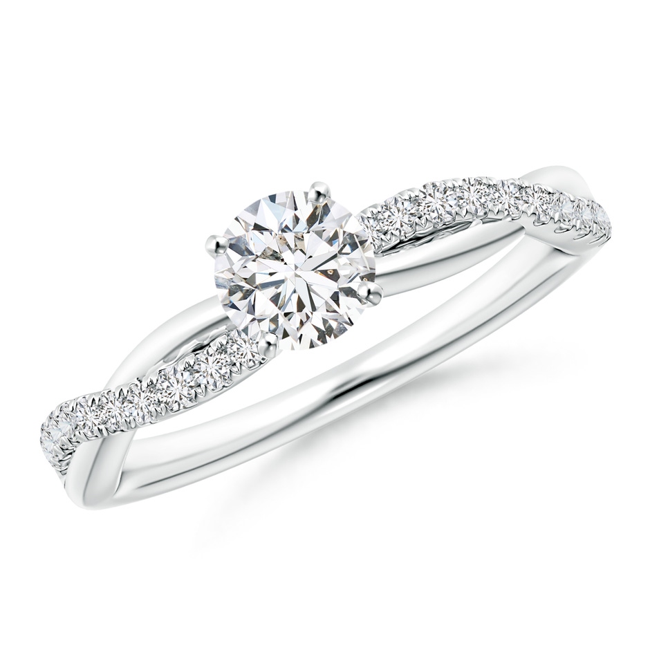 5.2mm HSI2 Solitaire Diamond Twist Shank Engagement Ring with Accents in White Gold 