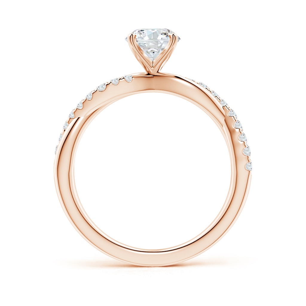 6mm GVS2 Solitaire Diamond Twist Shank Engagement Ring with Accents in 10K Rose Gold Side-1