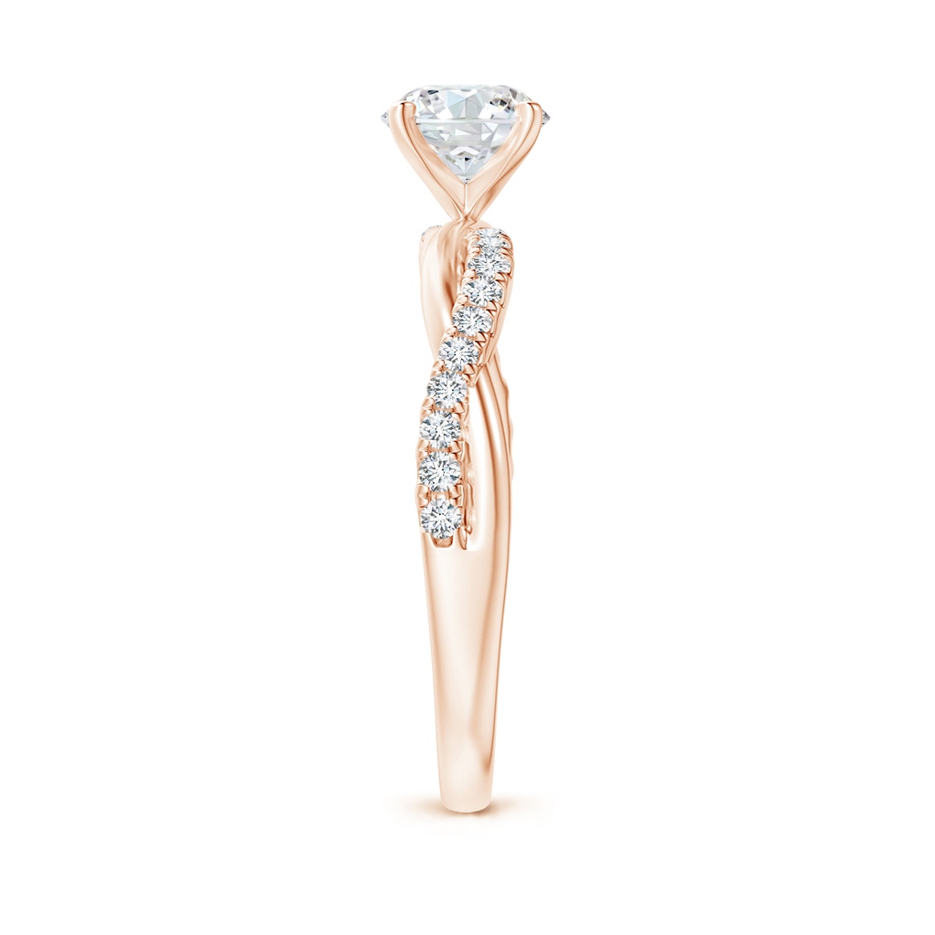 6mm GVS2 Solitaire Diamond Twist Shank Engagement Ring with Accents in 10K Rose Gold Side-2
