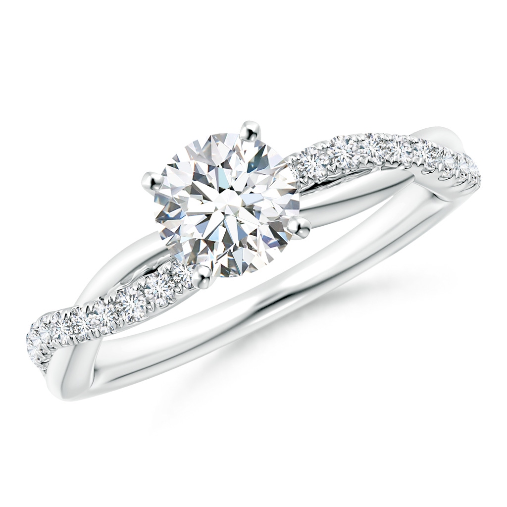 6mm GVS2 Solitaire Diamond Twist Shank Engagement Ring with Accents in P950 Platinum