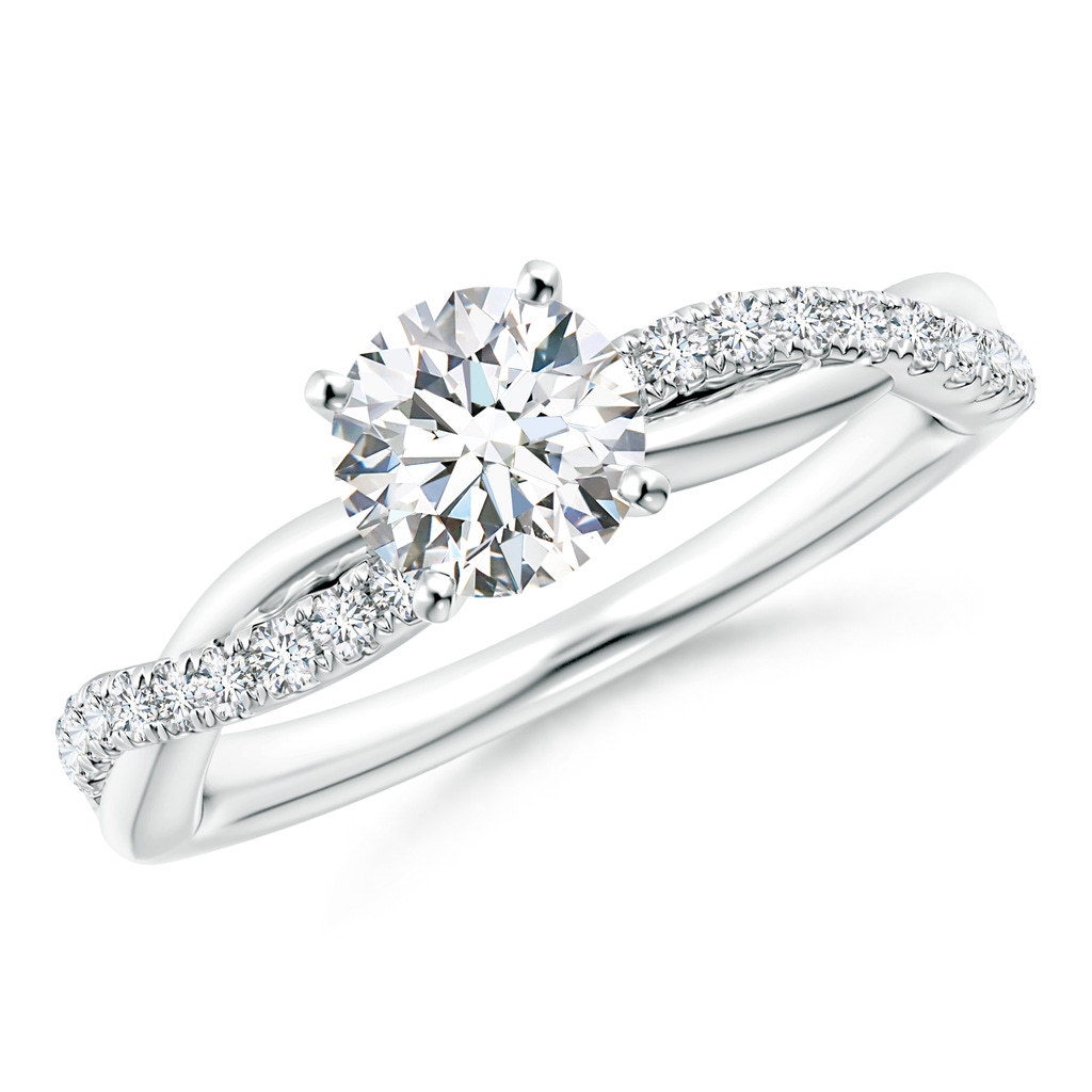 6mm GVS2 Solitaire Diamond Twist Shank Engagement Ring with Accents in White Gold