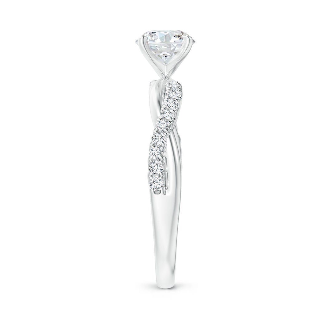 6mm GVS2 Solitaire Diamond Twist Shank Engagement Ring with Accents in White Gold - side 5