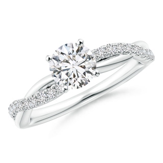 6mm HSI2 Solitaire Diamond Twist Shank Engagement Ring with Accents in P950 Platinum