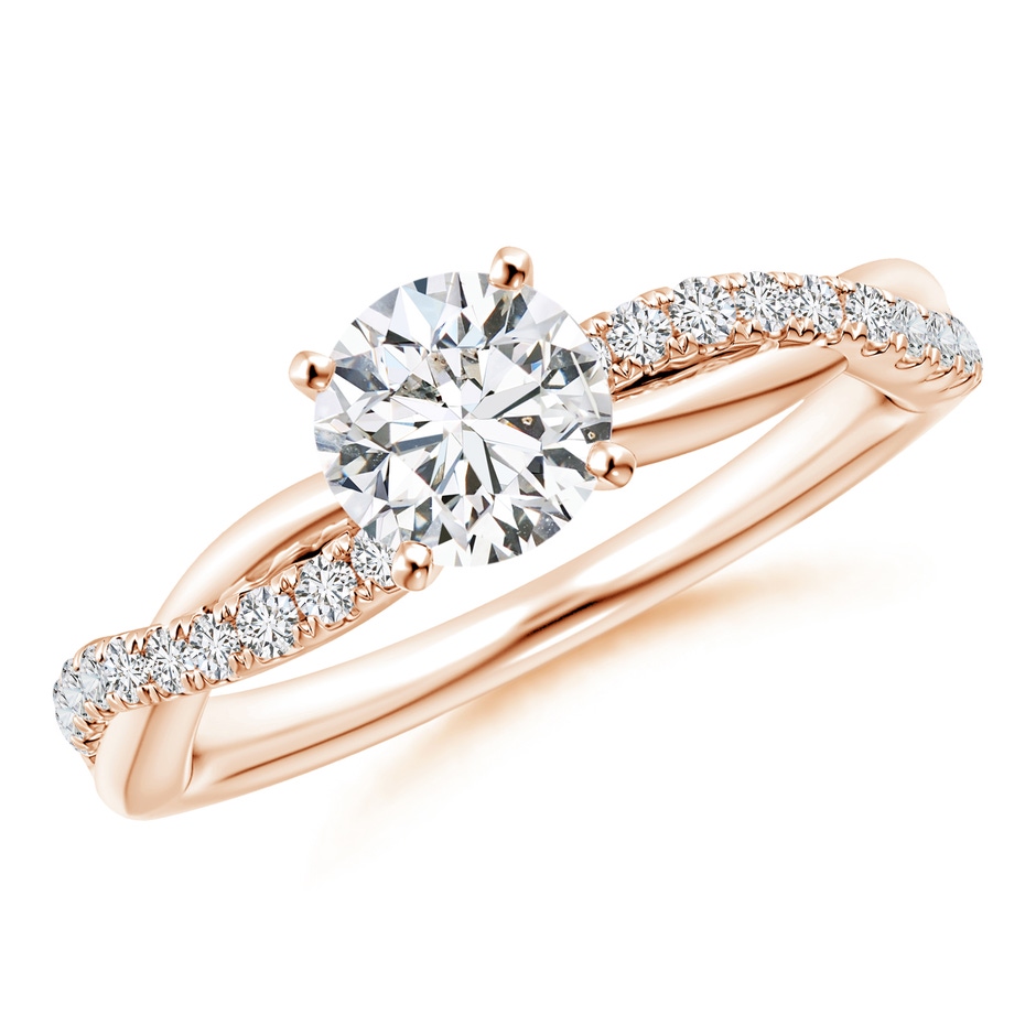6mm HSI2 Solitaire Diamond Twist Shank Engagement Ring with Accents in Rose Gold 