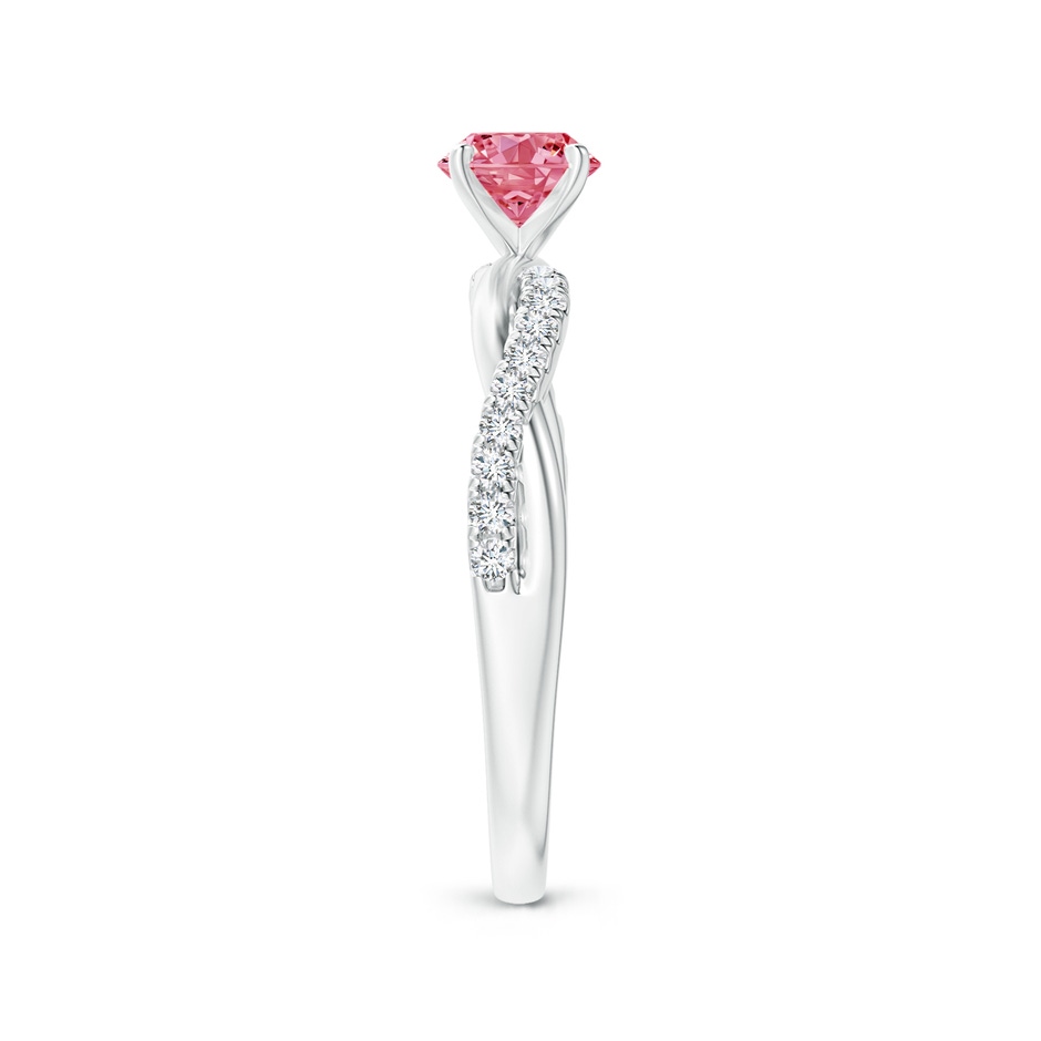 5.2mm AAAA Solitaire Fancy Intense Pink Diamond Twist Shank Engagement Ring with Accents in White Gold side 299