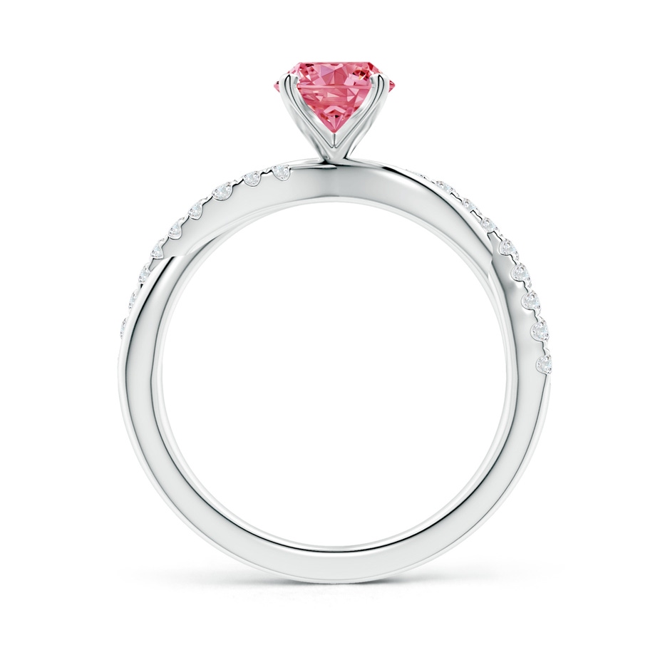 6mm AAAA Solitaire Fancy Intense Pink Diamond Twist Shank Engagement Ring with Accents in P950 Platinum side 199