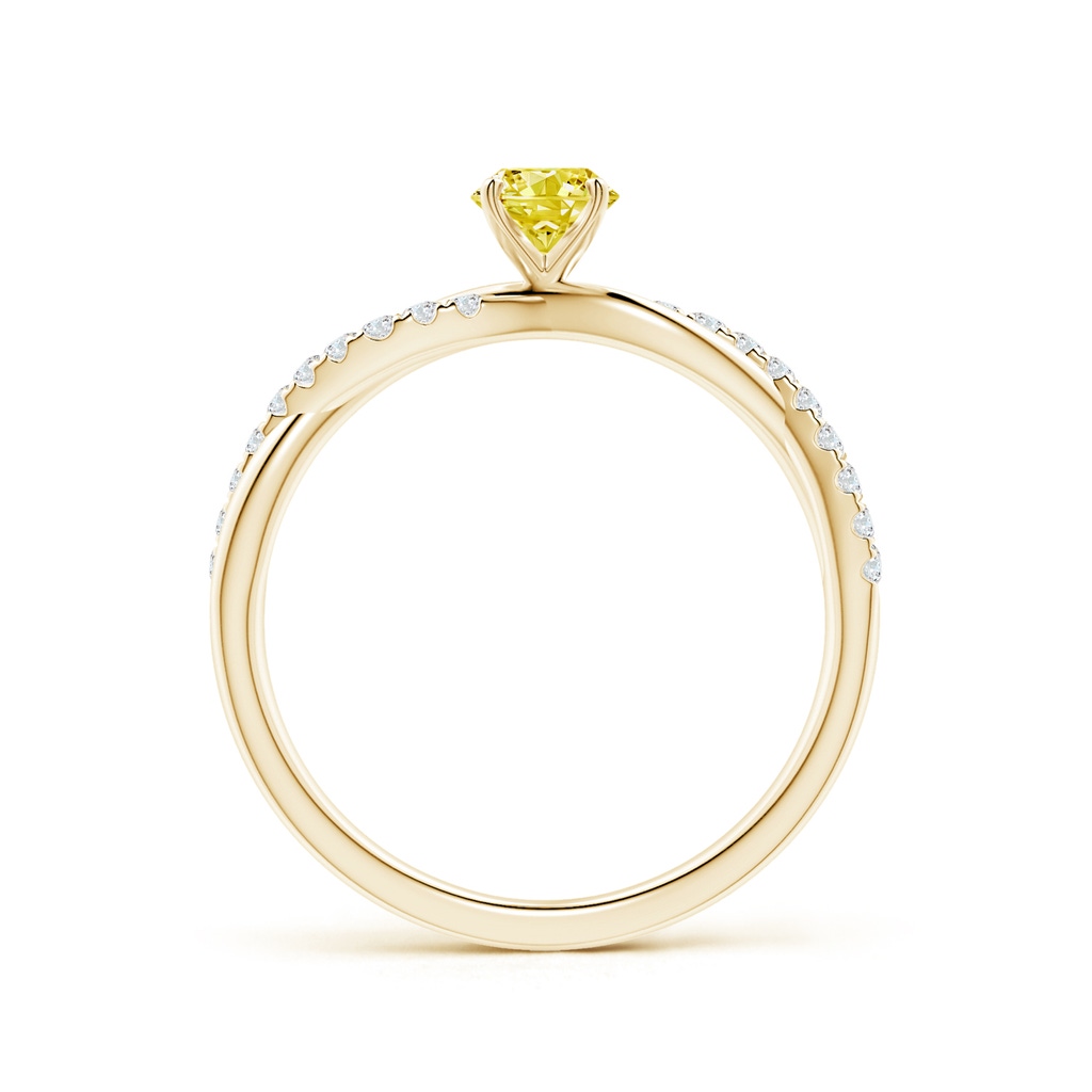 4.5mm AAAA Solitaire Fancy Intense Yellow Diamond Twist Shank Engagement Ring with Accents in Yellow Gold - side 199