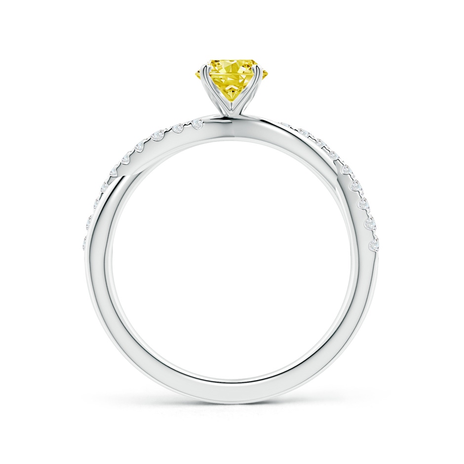 5.2mm AAAA Solitaire Fancy Intense Yellow Diamond Twist Shank Engagement Ring with Accents in White Gold side 199