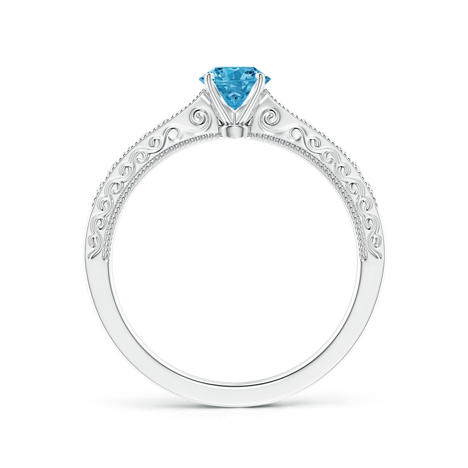 4.6mm AAAA Fancy Intense Blue Diamond Solitaire Engraved Engagement Ring with Accents in P950 Platinum side 199