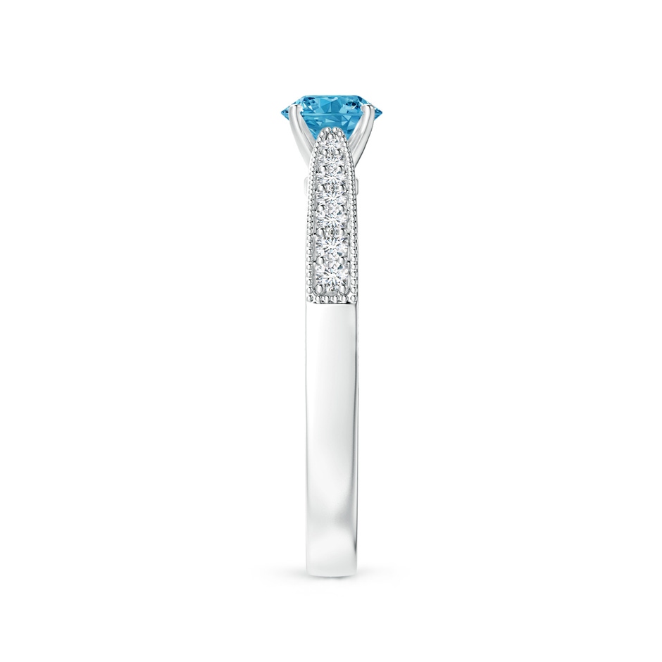 4.6mm AAAA Fancy Intense Blue Diamond Solitaire Engraved Engagement Ring with Accents in P950 Platinum side 299