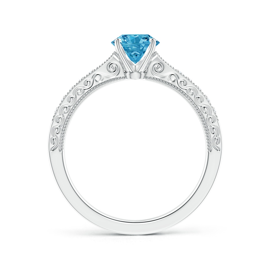 5.4mm AAAA Fancy Intense Blue Diamond Solitaire Engraved Engagement Ring with Accents in P950 Platinum side 199