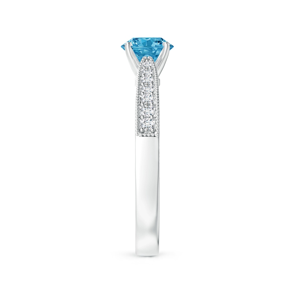 5.4mm AAAA Fancy Intense Blue Diamond Solitaire Engraved Engagement Ring with Accents in P950 Platinum side 299
