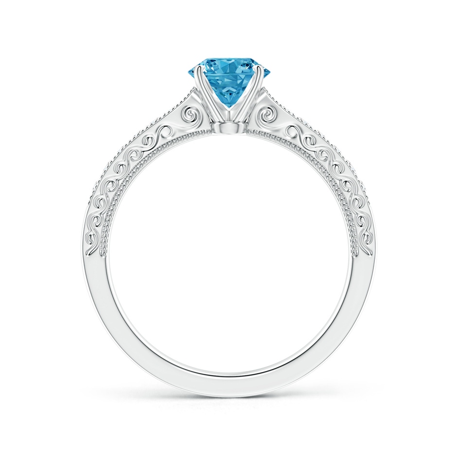 5.4mm AAAA Fancy Intense Blue Diamond Solitaire Engraved Engagement Ring with Accents in White Gold side 199