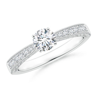 4.6mm GVS2 Diamond Solitaire Engraved Engagement Ring with Accents in P950 Platinum