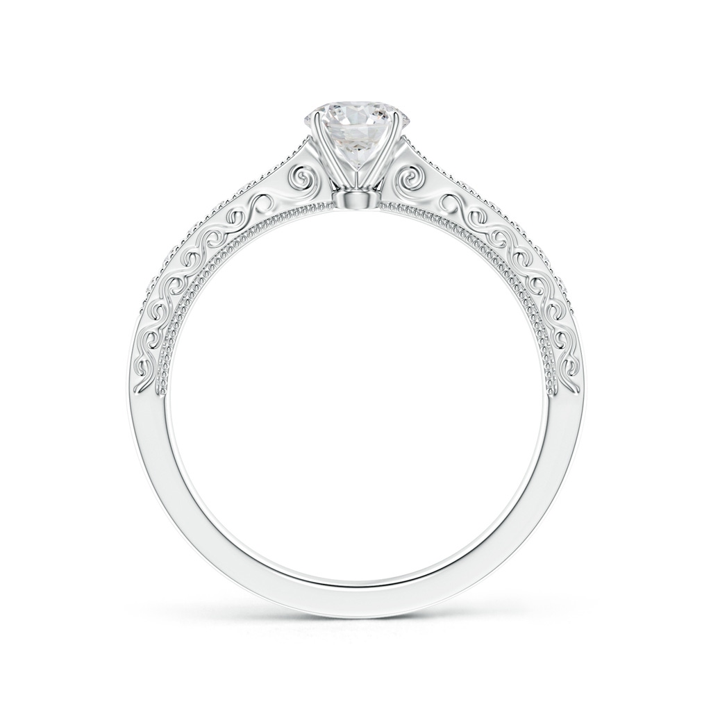 4.6mm HSI2 Diamond Solitaire Engraved Engagement Ring with Accents in White Gold Side-1