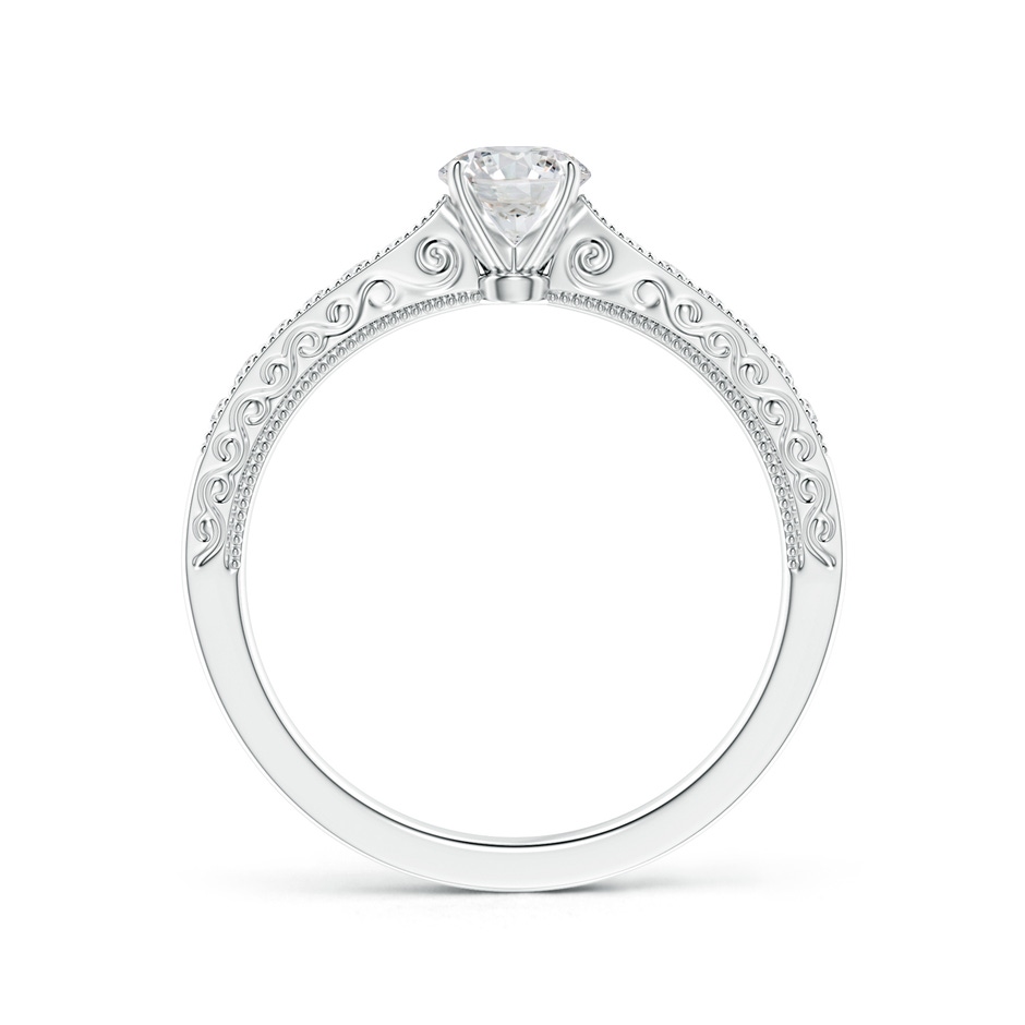 4.6mm HSI2 Diamond Solitaire Engraved Engagement Ring with Accents in White Gold side-1