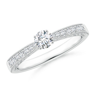 4mm GVS2 Diamond Solitaire Engraved Engagement Ring with Accents in P950 Platinum