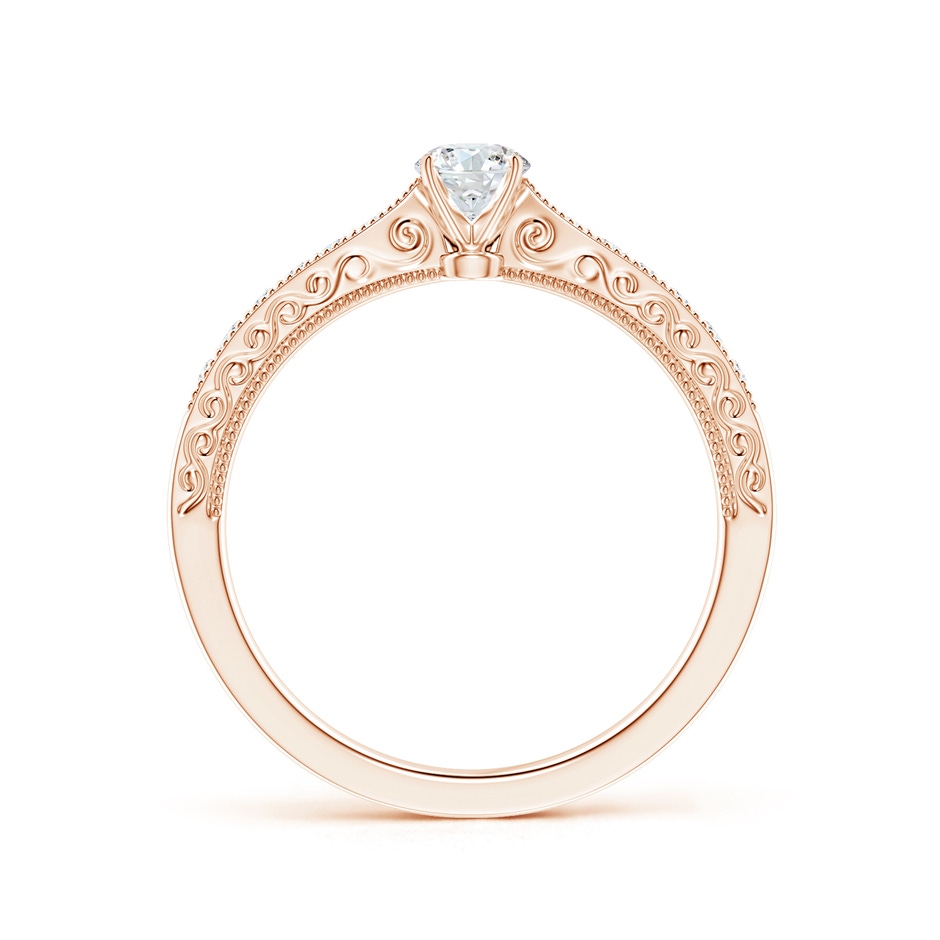 4mm GVS2 Diamond Solitaire Engraved Engagement Ring with Accents in Rose Gold side-1