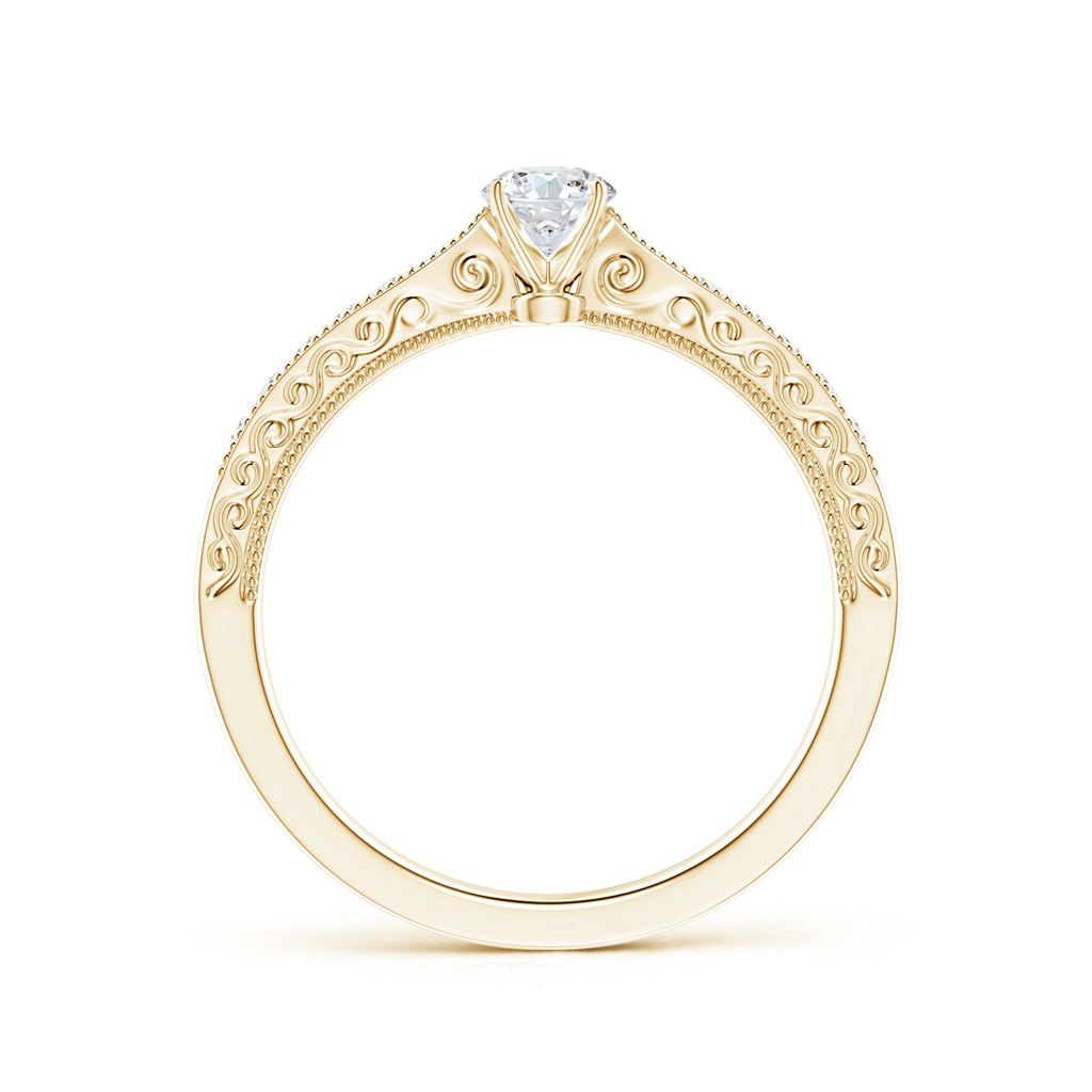4mm GVS2 Diamond Solitaire Engraved Engagement Ring with Accents in Yellow Gold Side-1