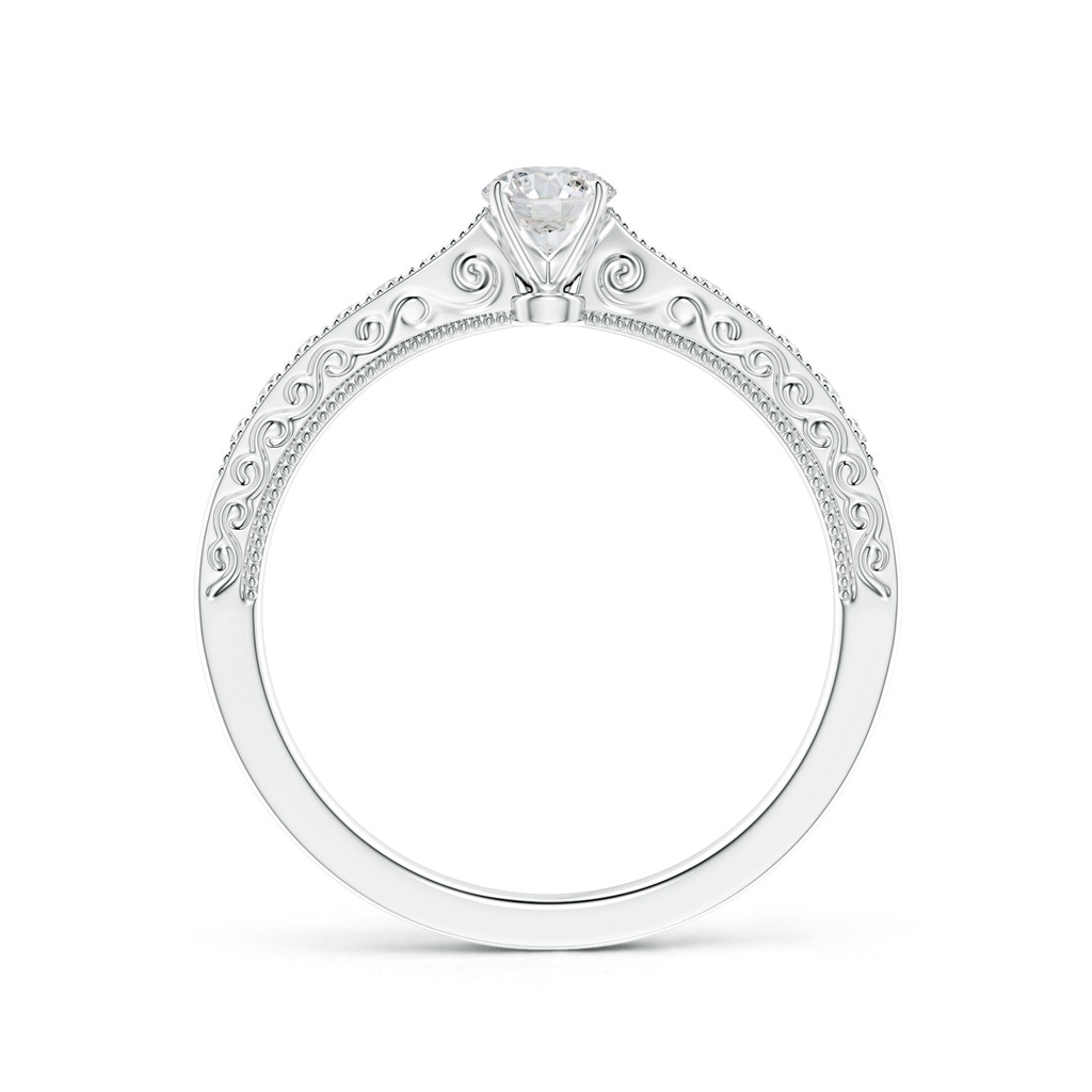 4mm HSI2 Diamond Solitaire Engraved Engagement Ring with Accents in P950 Platinum Side-1