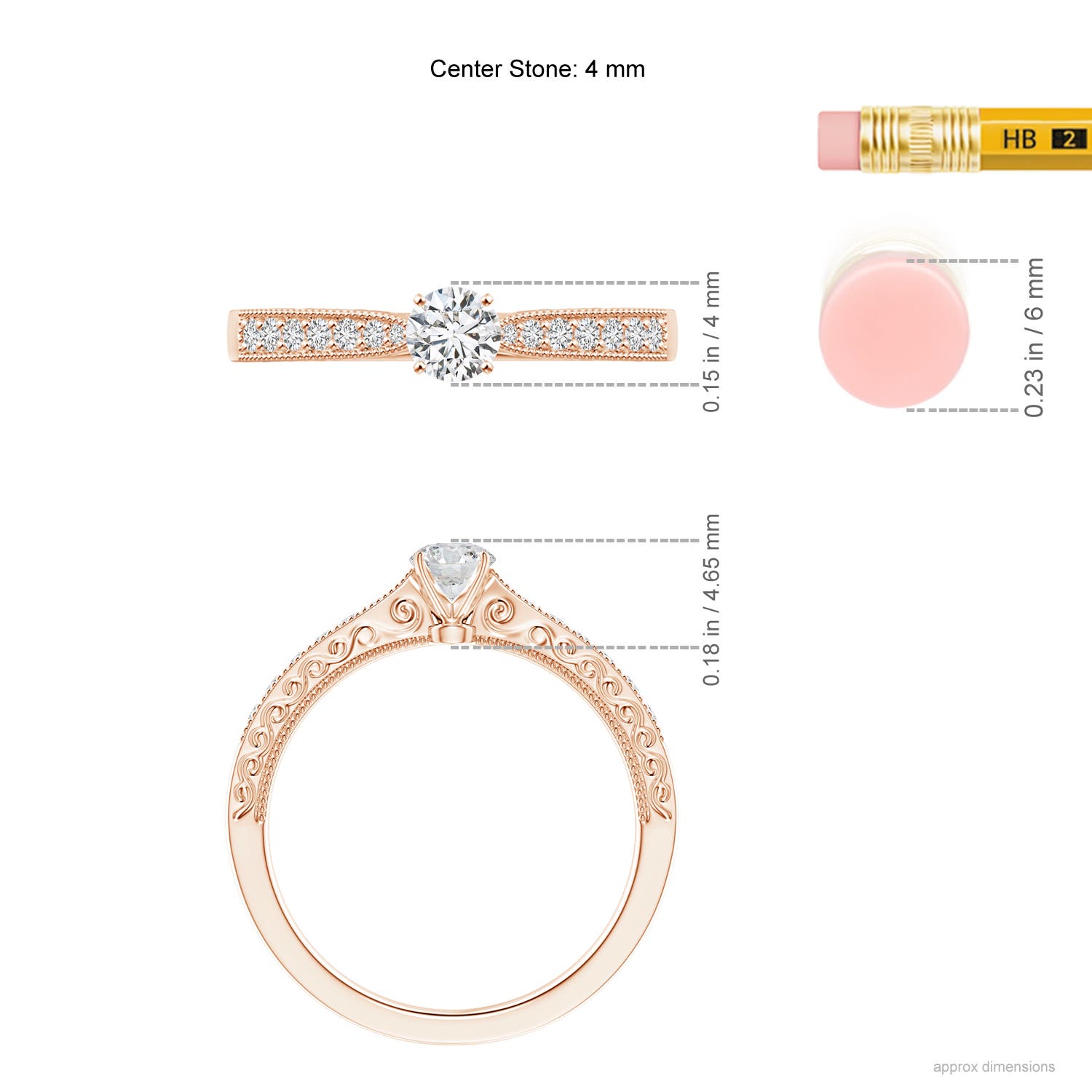 H, SI2 / 0.34 CT / 14 KT Rose Gold