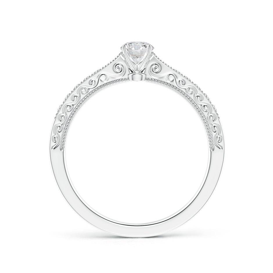 4mm HSI2 Diamond Solitaire Engraved Engagement Ring with Accents in White Gold side-1