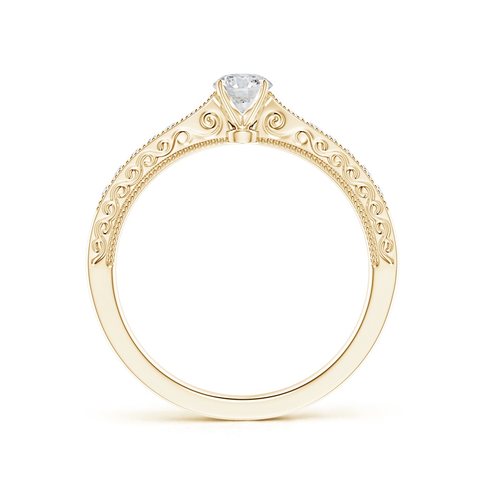 4mm HSI2 Diamond Solitaire Engraved Engagement Ring with Accents in Yellow Gold side-1