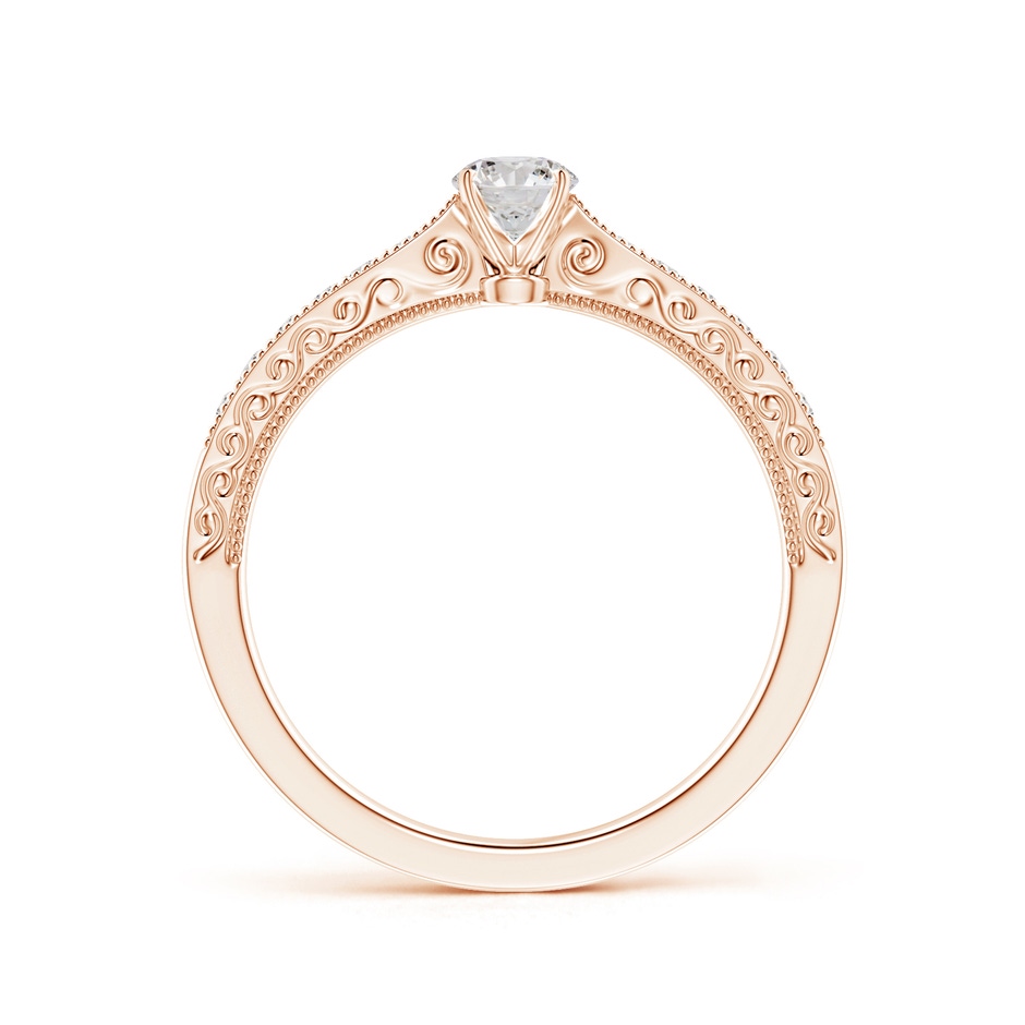 4mm IJI1I2 Diamond Solitaire Engraved Engagement Ring with Accents in Rose Gold side-1