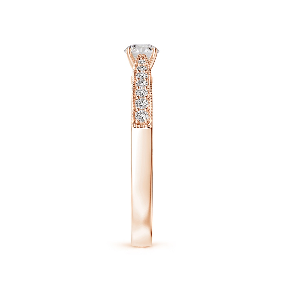 4mm IJI1I2 Diamond Solitaire Engraved Engagement Ring with Accents in Rose Gold side-2