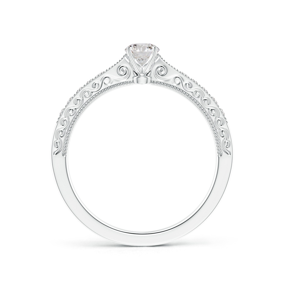 4mm IJI1I2 Diamond Solitaire Engraved Engagement Ring with Accents in White Gold side-1