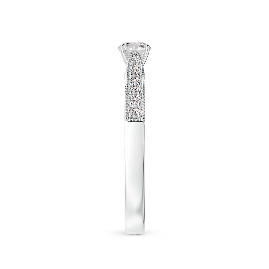 4mm IJI1I2 Diamond Solitaire Engraved Engagement Ring with Accents in White Gold side-2