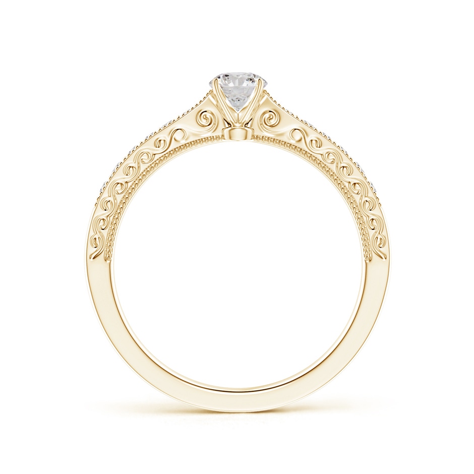4mm IJI1I2 Diamond Solitaire Engraved Engagement Ring with Accents in Yellow Gold side-1