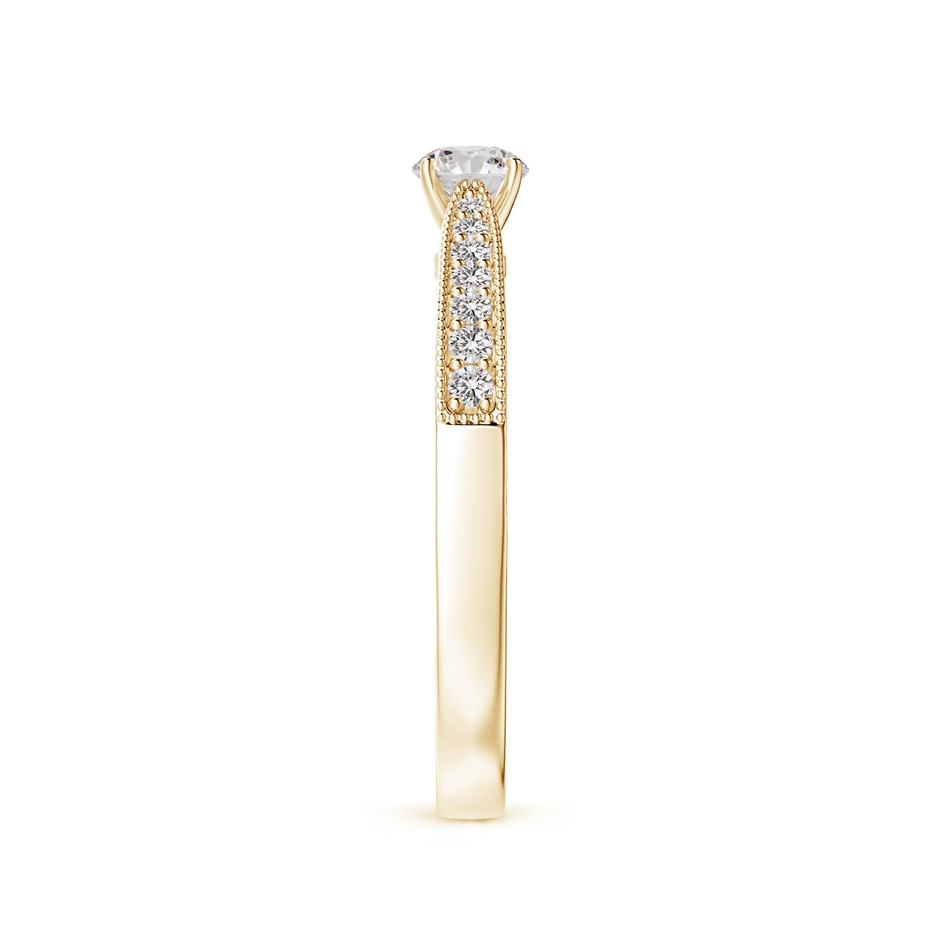 4mm IJI1I2 Diamond Solitaire Engraved Engagement Ring with Accents in Yellow Gold side-2