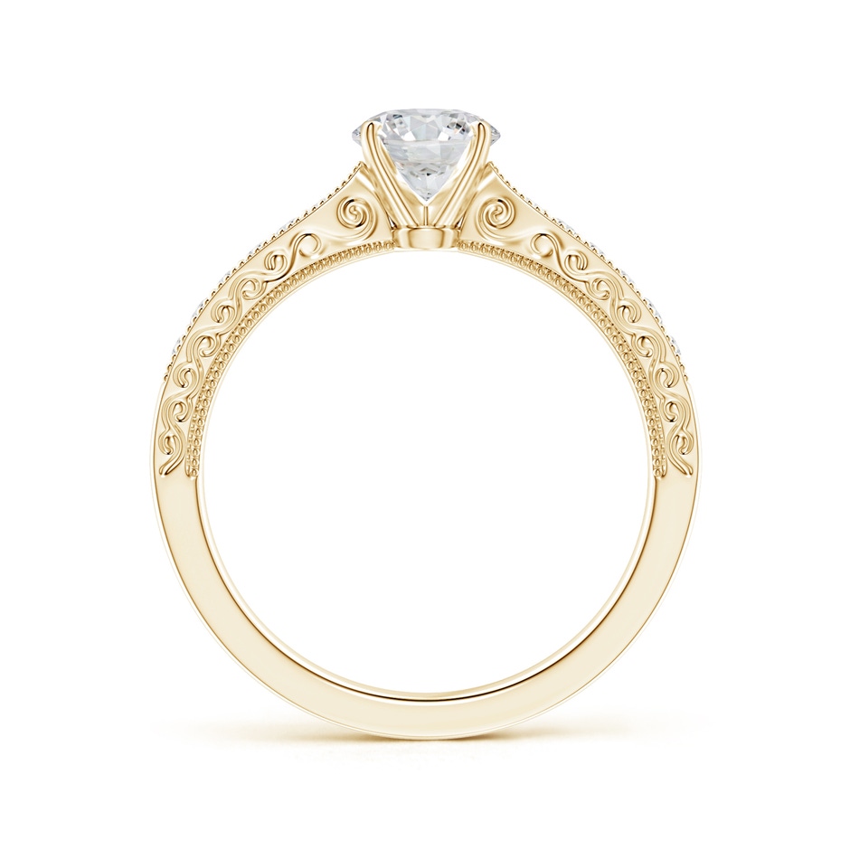 5.4mm HSI2 Diamond Solitaire Engraved Engagement Ring with Accents in Yellow Gold side-1