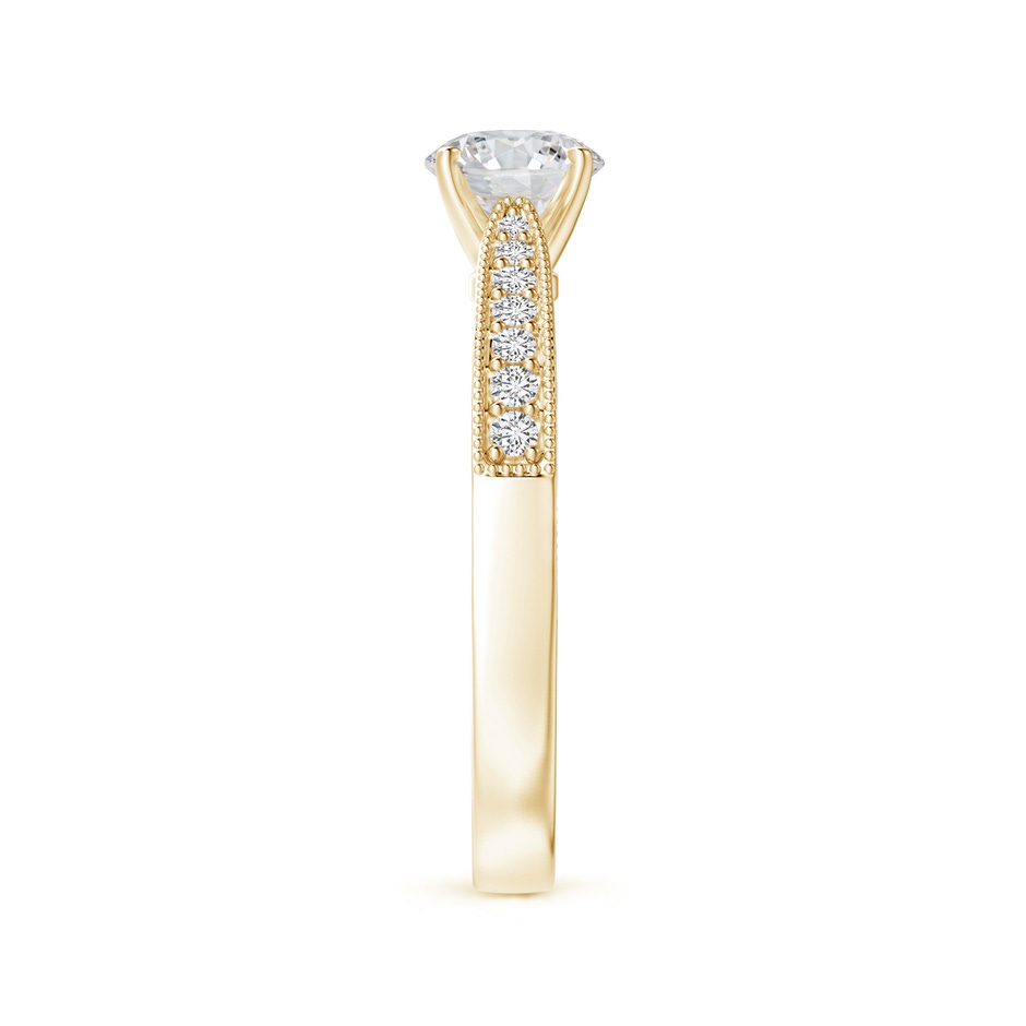 5.4mm HSI2 Diamond Solitaire Engraved Engagement Ring with Accents in Yellow Gold side-2