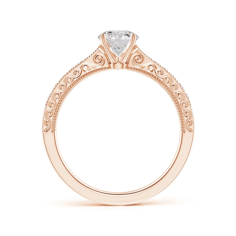 5.4mm IJI1I2 Diamond Solitaire Engraved Engagement Ring with Accents in Rose Gold side-1