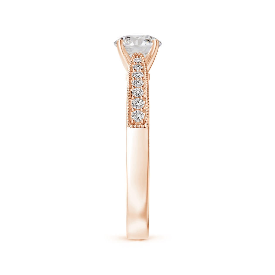 5.4mm IJI1I2 Diamond Solitaire Engraved Engagement Ring with Accents in Rose Gold side-2